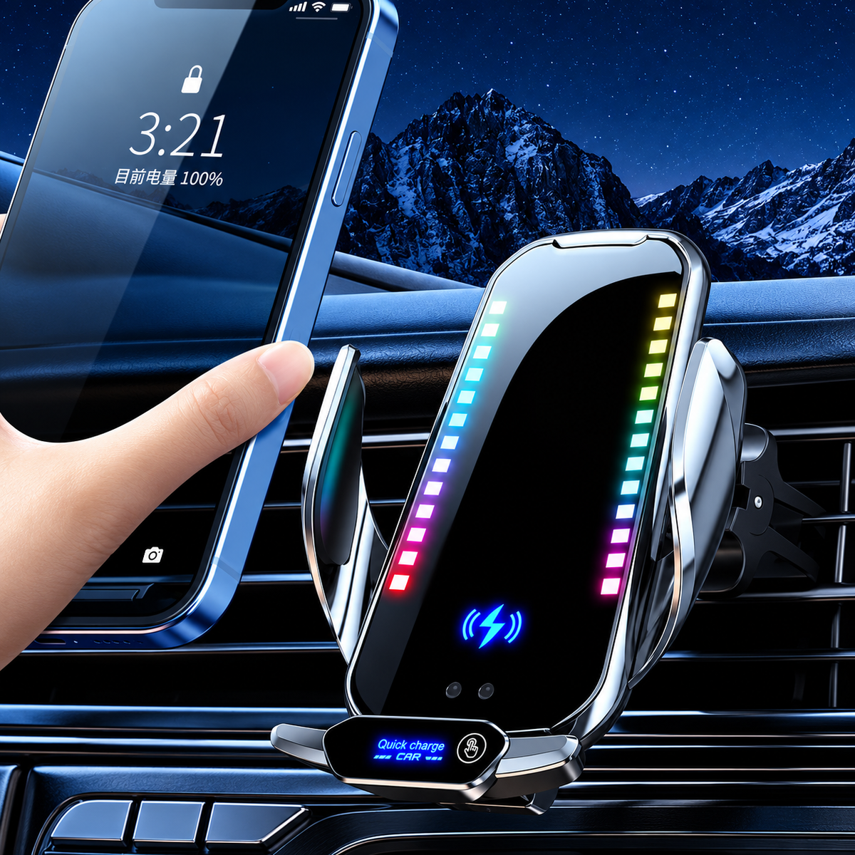 Mroace Adjustable Wireless Car Phone Holder And Charger