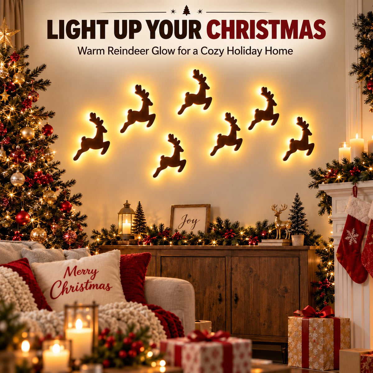 Mroace LED Wooden Reindeer Christmas Decoration