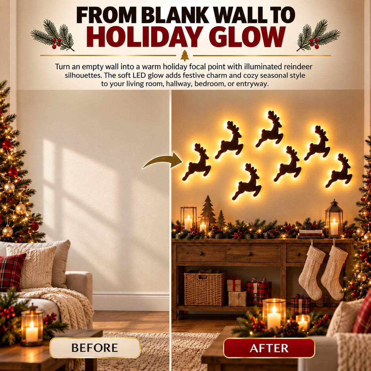 Mroace LED Wooden Reindeer Christmas Decoration