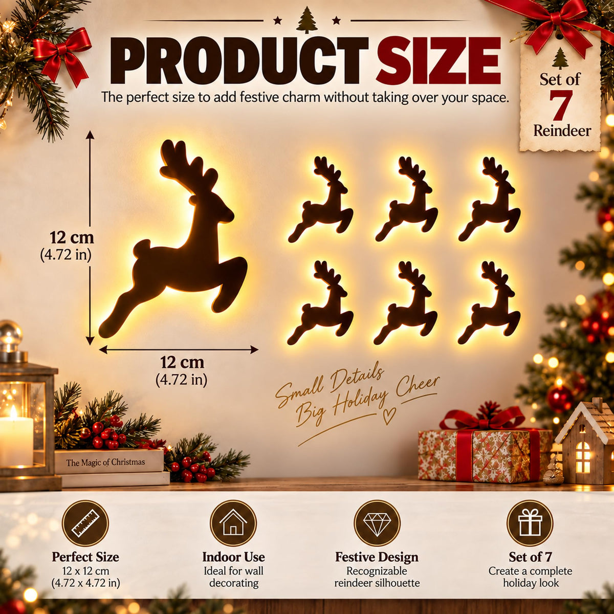 Mroace LED Wooden Reindeer Christmas Decoration