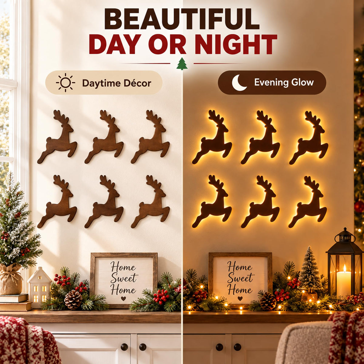 Mroace LED Wooden Reindeer Christmas Decoration