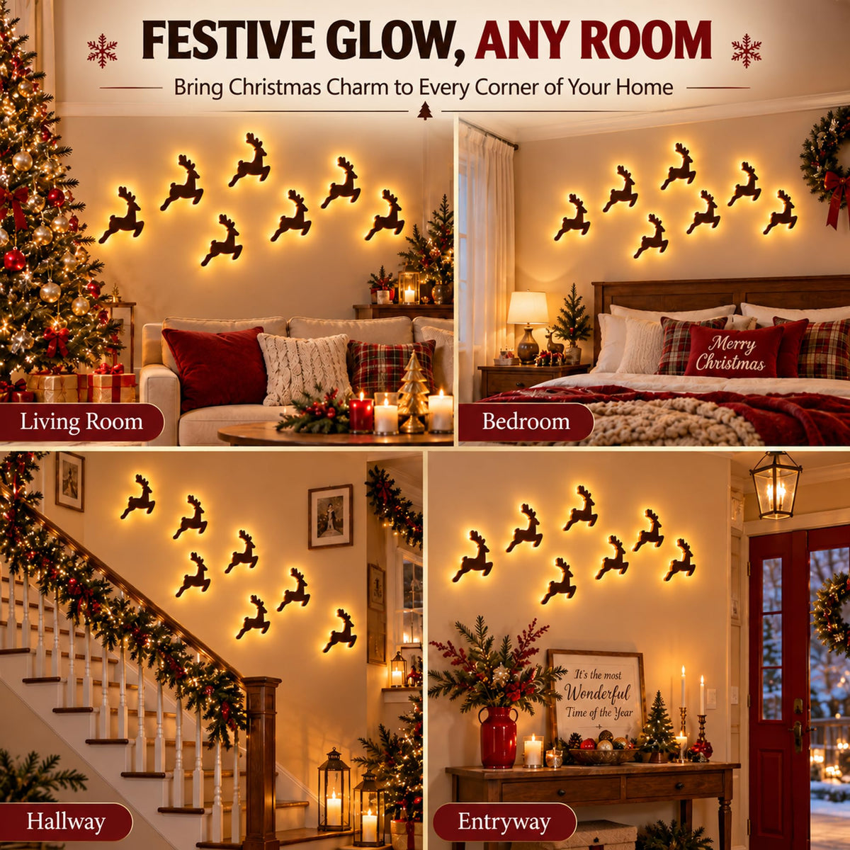 Mroace LED Wooden Reindeer Christmas Decoration