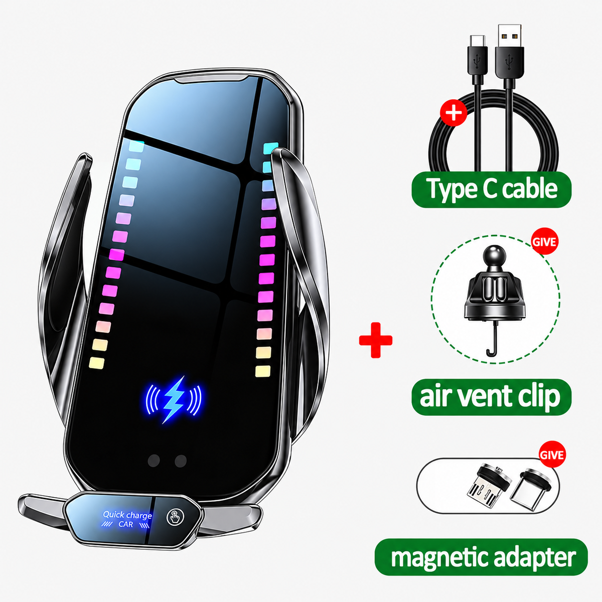 Mroace Adjustable Wireless Car Phone Holder And Charger
