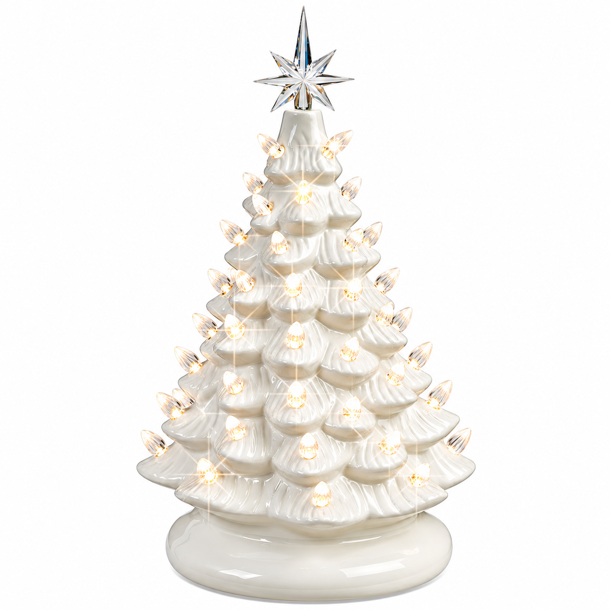 Mroace Hand Painted Pre Lit Ceramic Tabletop Christmas Tree