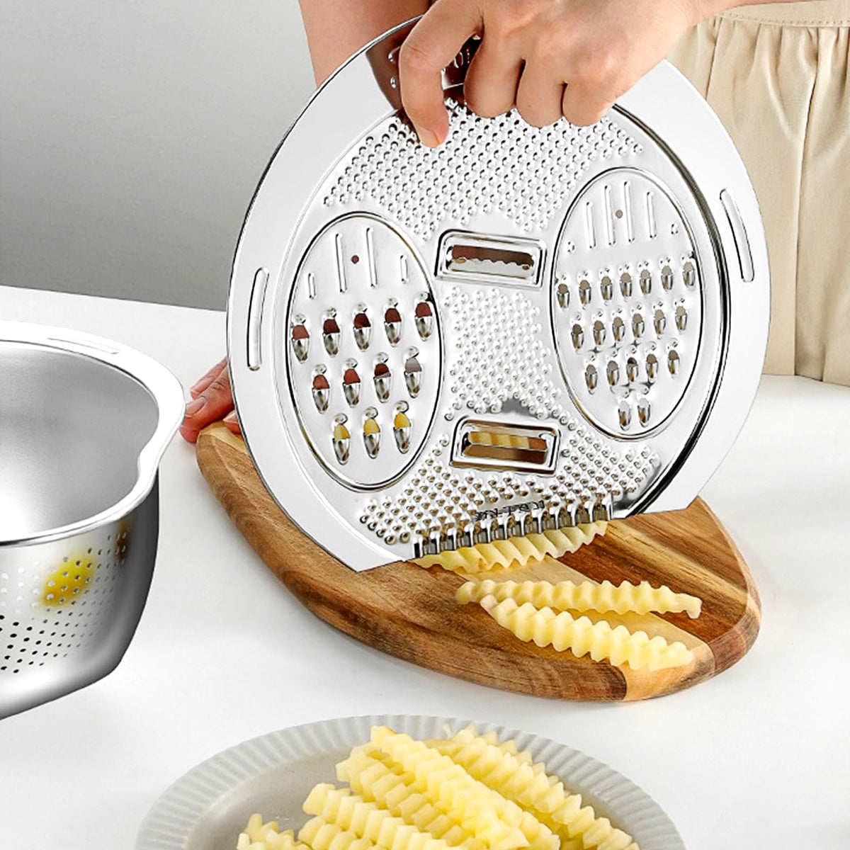 Mroace Stainless Steel Rice Washer Strainer Bowl