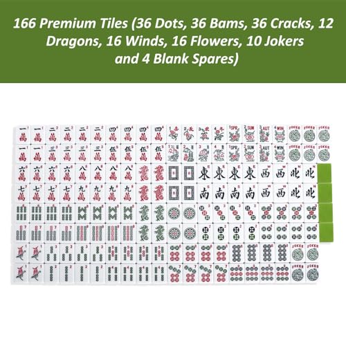 Mroace 166-Piece American Mahjong Tile Set in Green