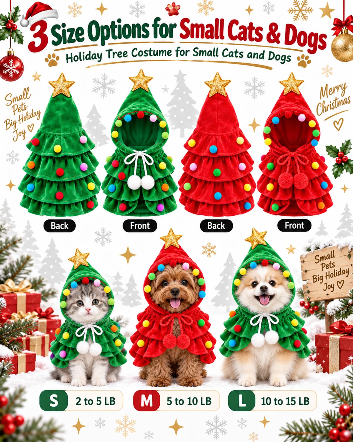 Mroace Christmas Reindeer Pet Costume Cape
