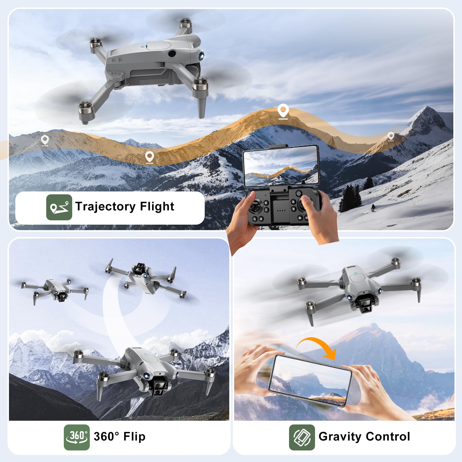 Mroace Mini 4K Camera Drone with GPS and 3-Axis Gimbal