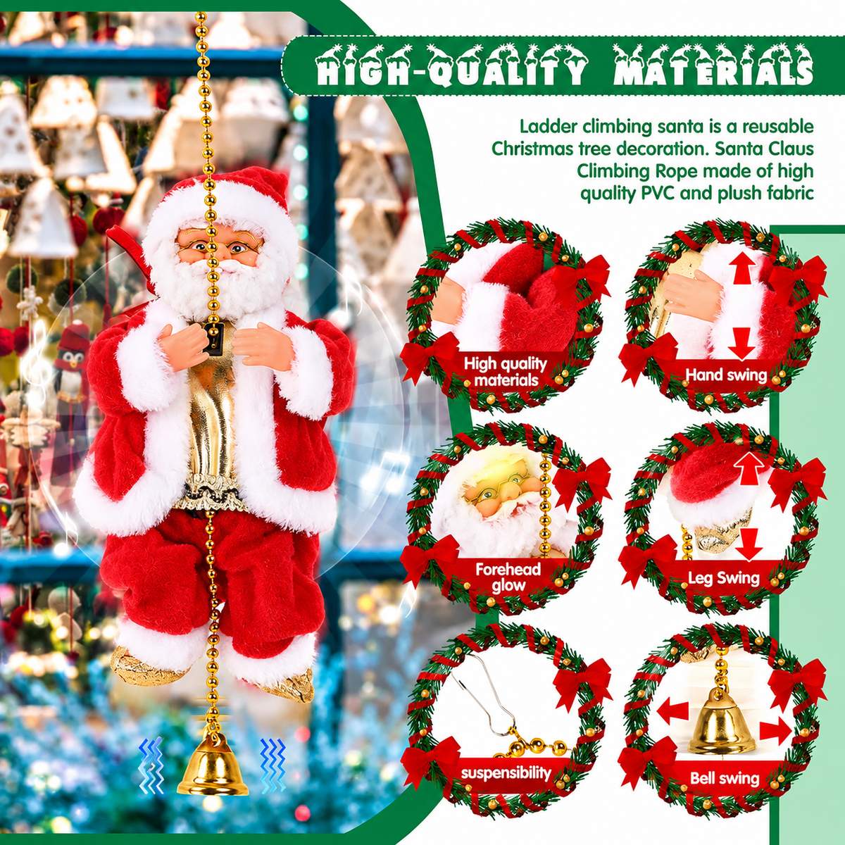 Mroace Musical Electric Climbing Santa Christmas Decoration