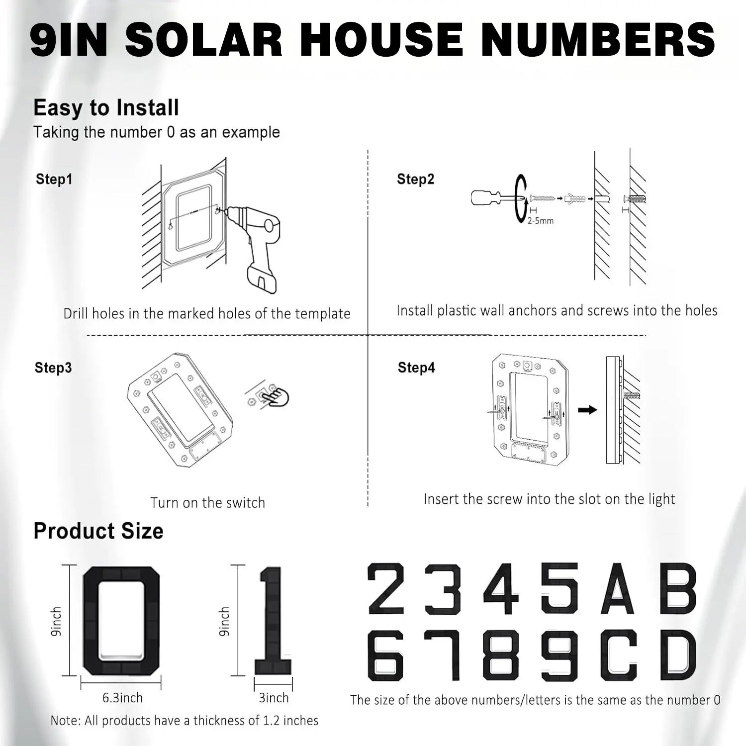Mroace 9 Inch Solar Lighted House Numbers for Outside