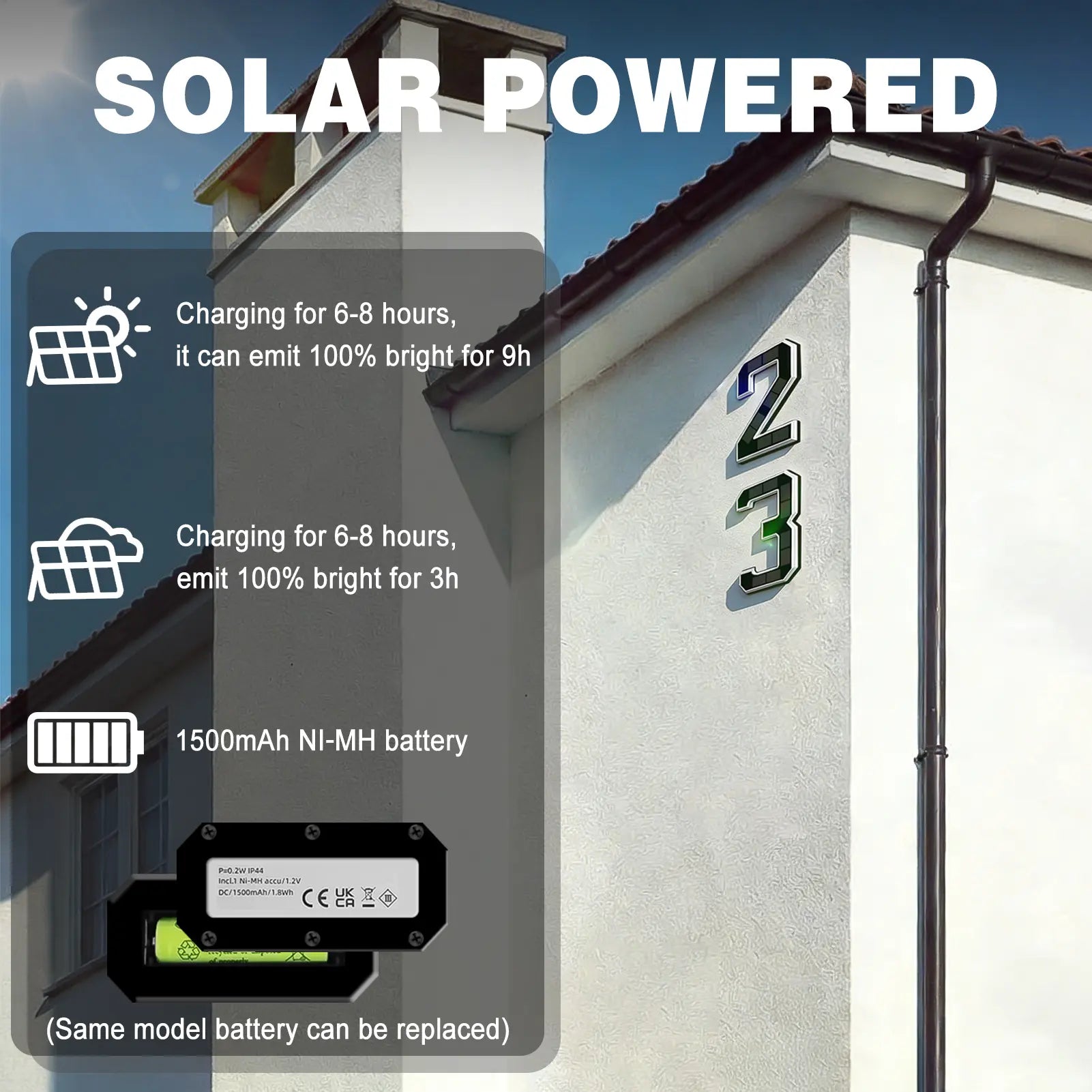 Mroace 9 Inch Solar Lighted House Numbers for Outside