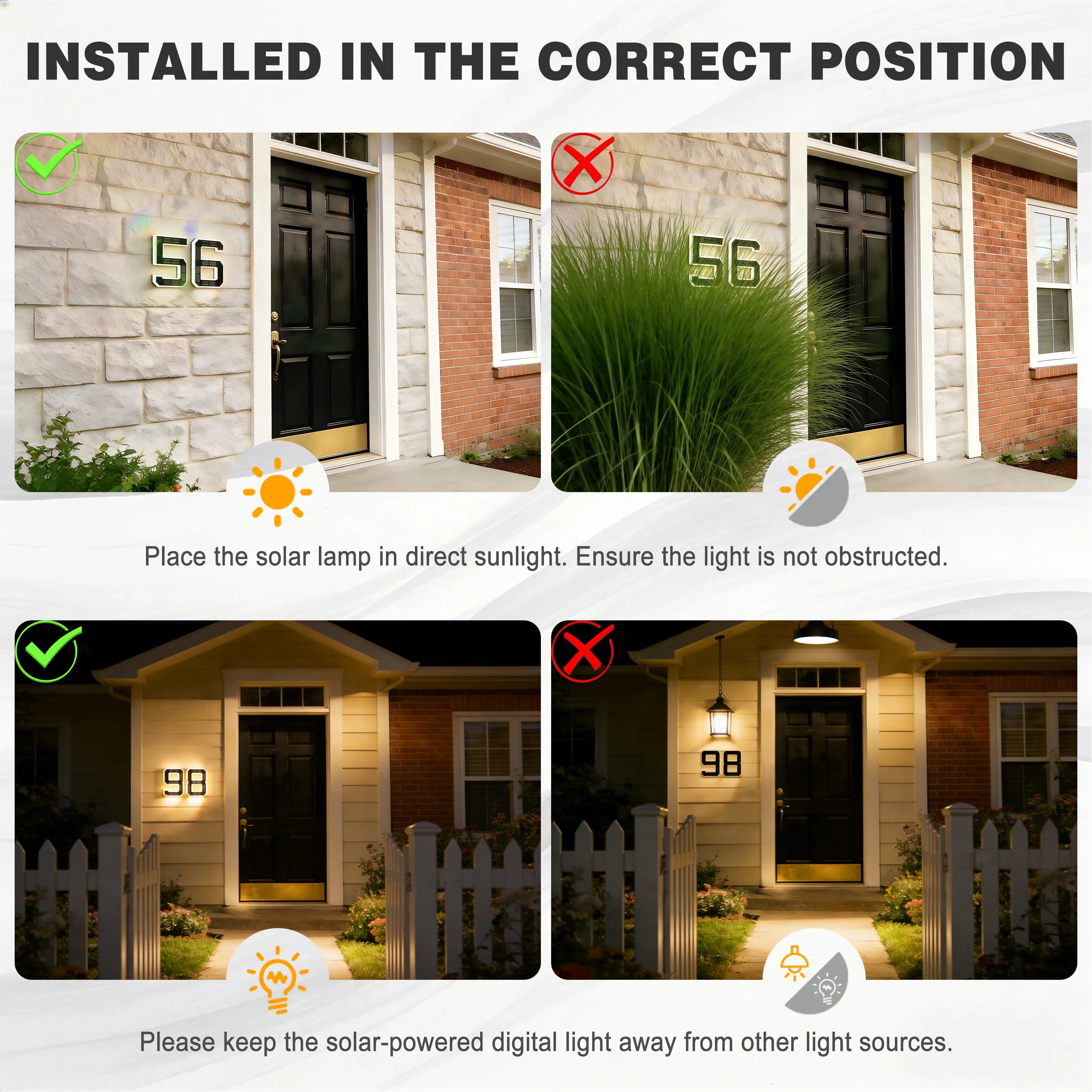 Mroace 9 Inch Solar Lighted House Numbers for Outside