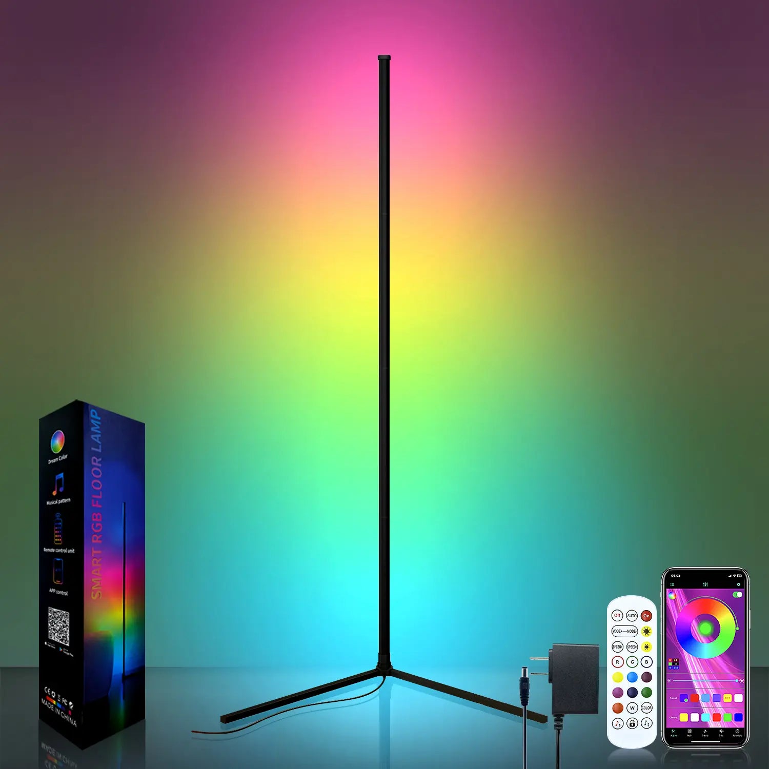 Mroace Smart Dimmable RGB Corner Floor Lamp
