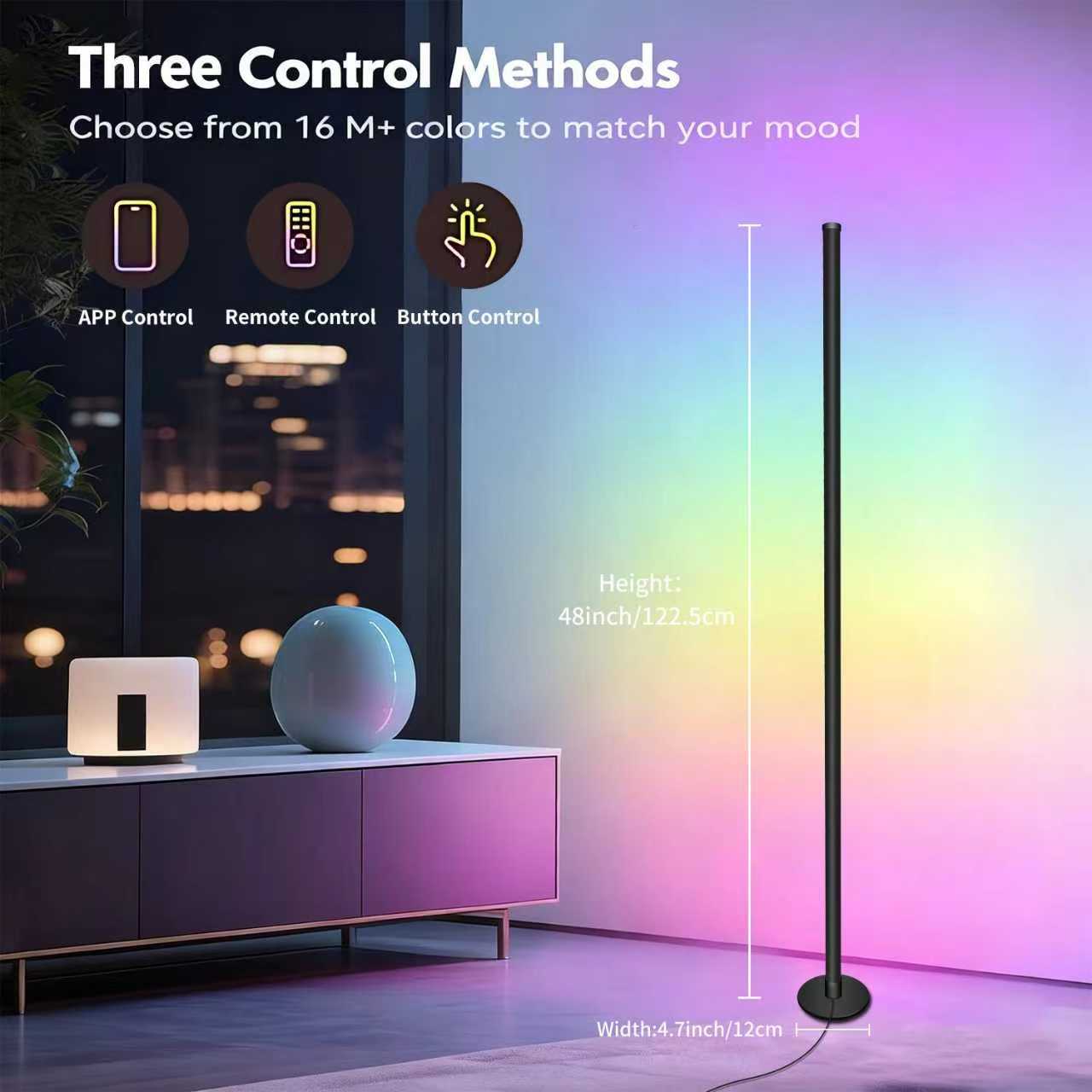Mroace Smart Dimmable RGB Corner Floor Lamp