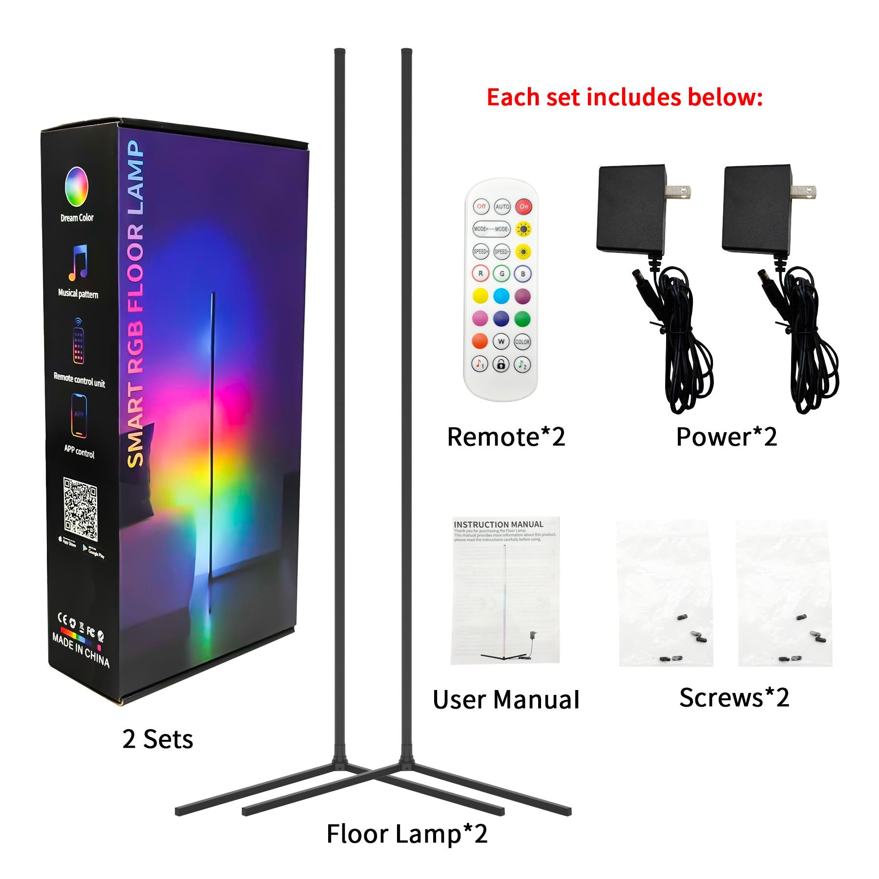 Mroace Smart Dimmable RGB Corner Floor Lamp