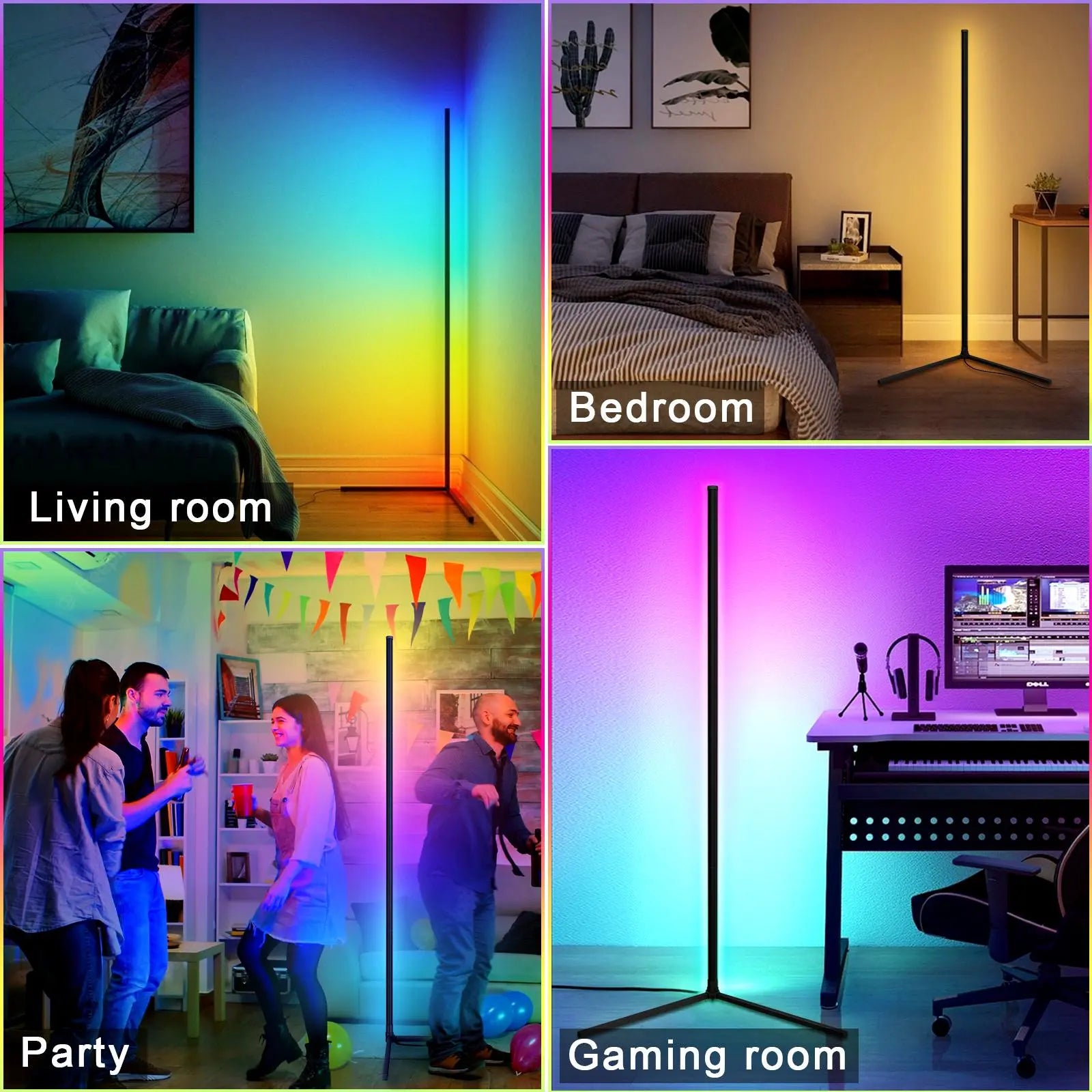 Mroace Smart Dimmable RGB Corner Floor Lamp