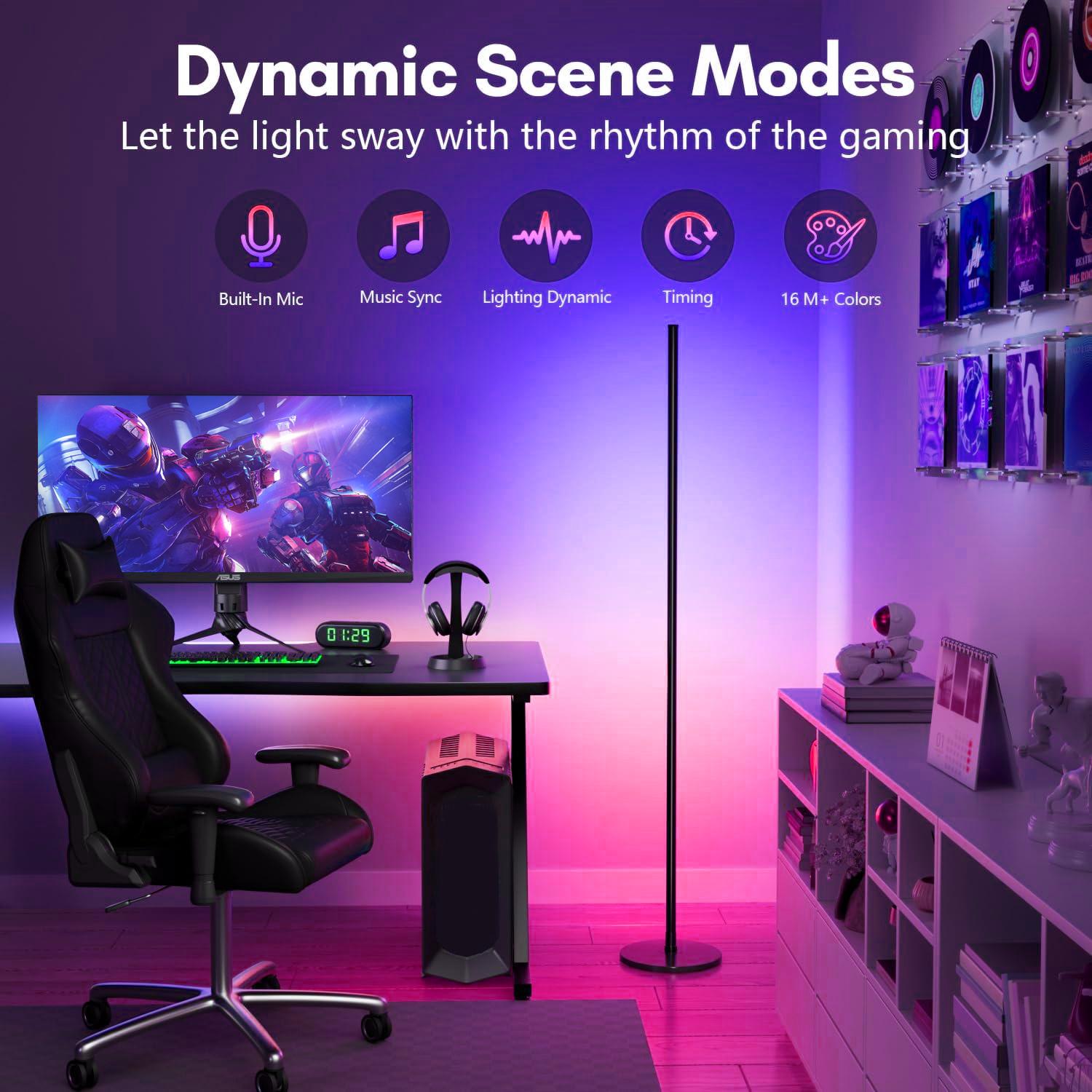 Mroace Smart Dimmable RGB Corner Floor Lamp