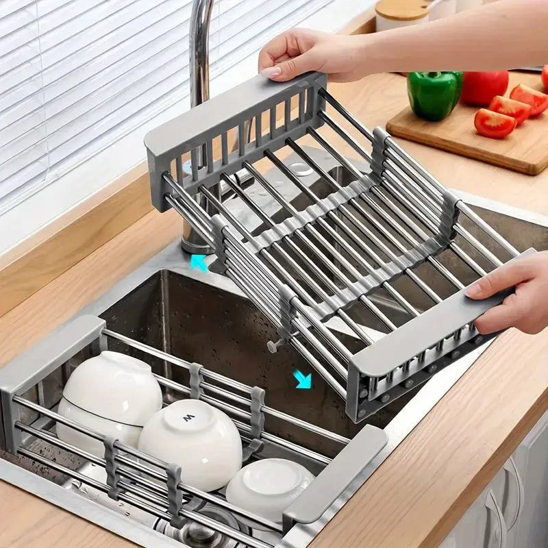 Mroace Expandable Stainless Steel Over Sink Dish Rack