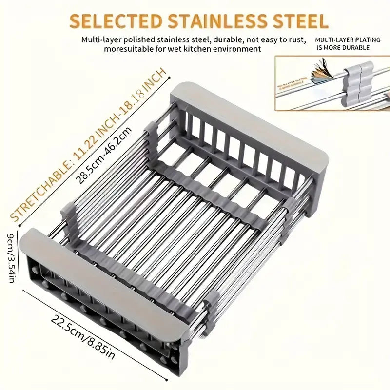 Mroace Expandable Stainless Steel Over Sink Dish Rack