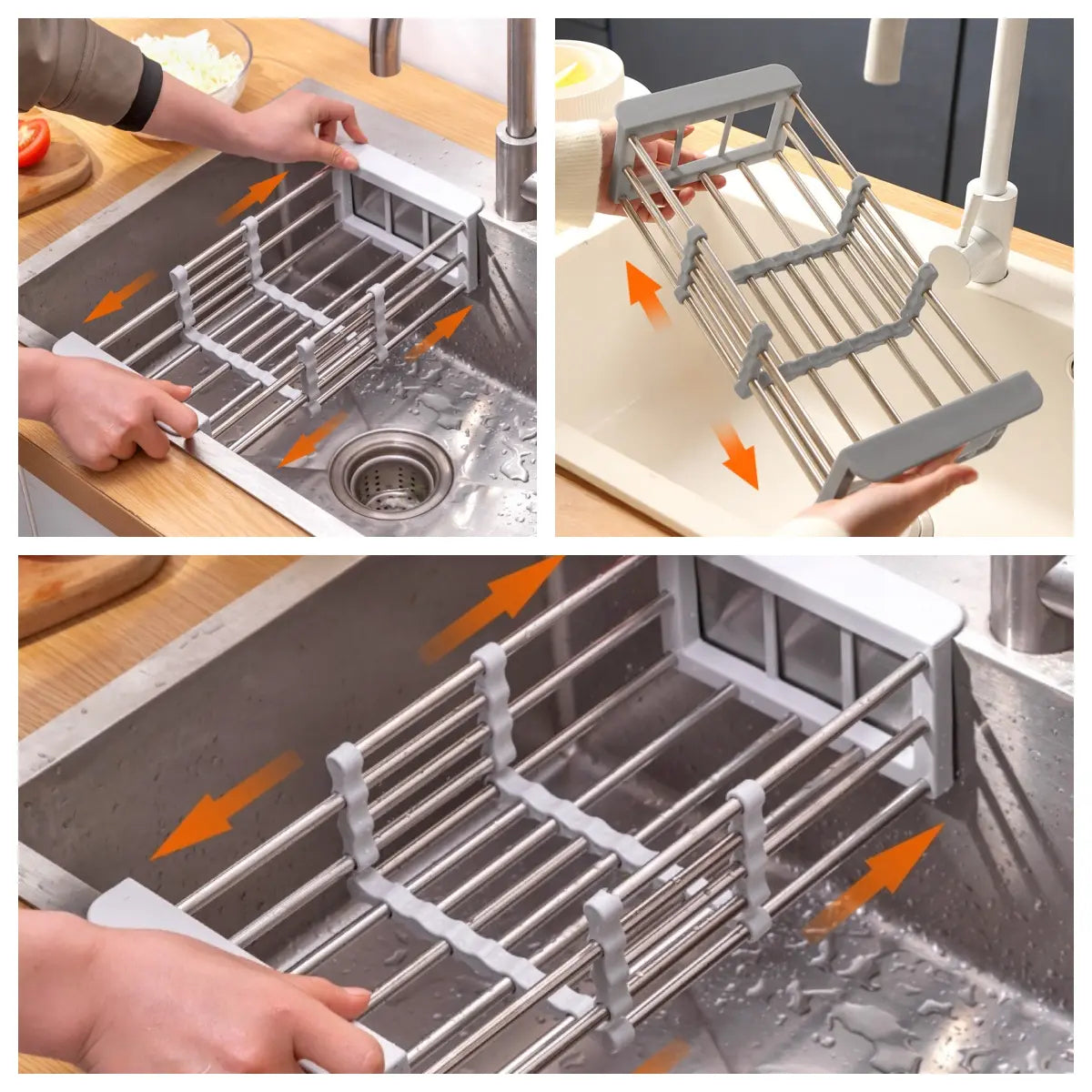 Mroace Expandable Stainless Steel Over Sink Dish Rack