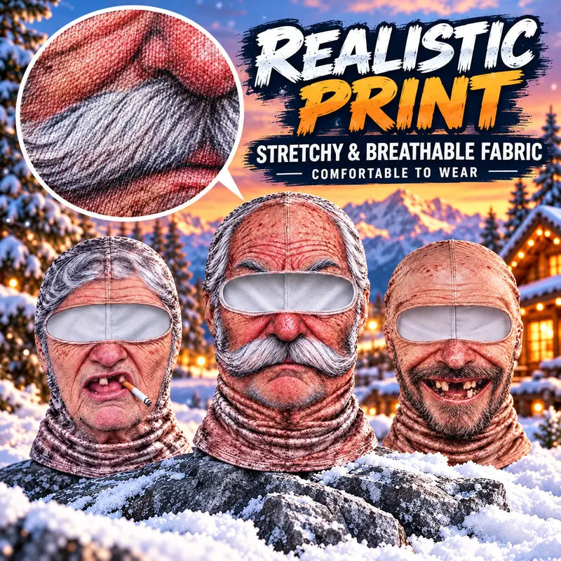 Mroace Funny Old Man Face Thermal Balaclava Mask