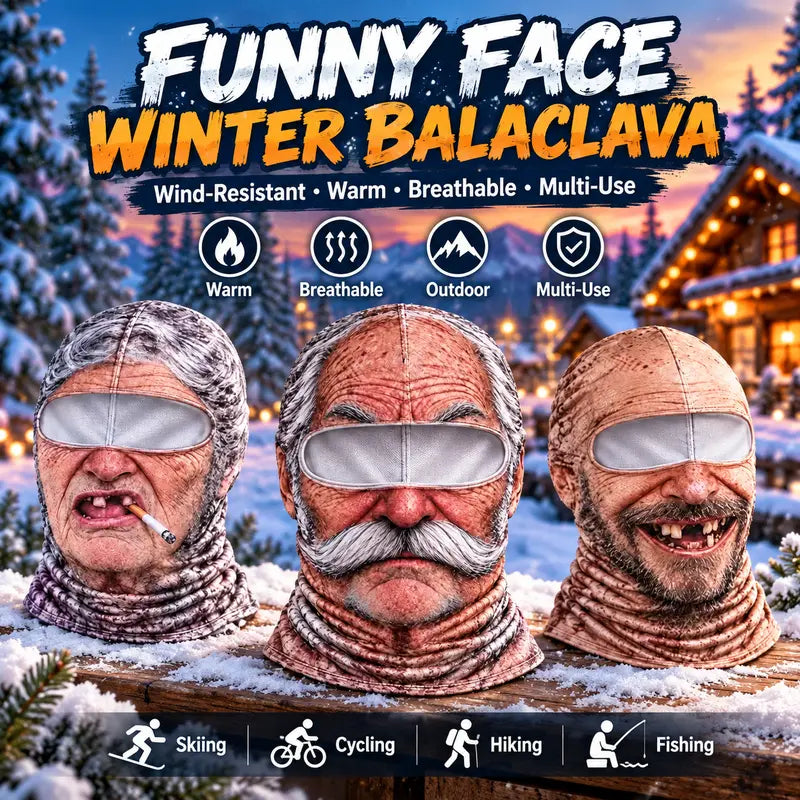 Mroace Funny Old Man Face Thermal Balaclava Mask