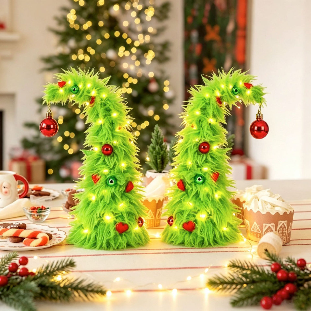 Mroace Bendable Artificial Christmas Tree With Plush Elf Charm