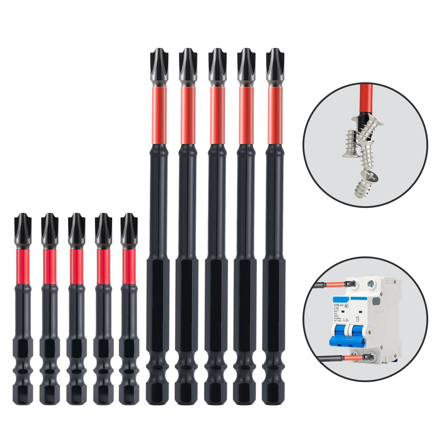 Mroace FPH2 Impact Screwdriver Bit Set for Electricians(10 pcs)