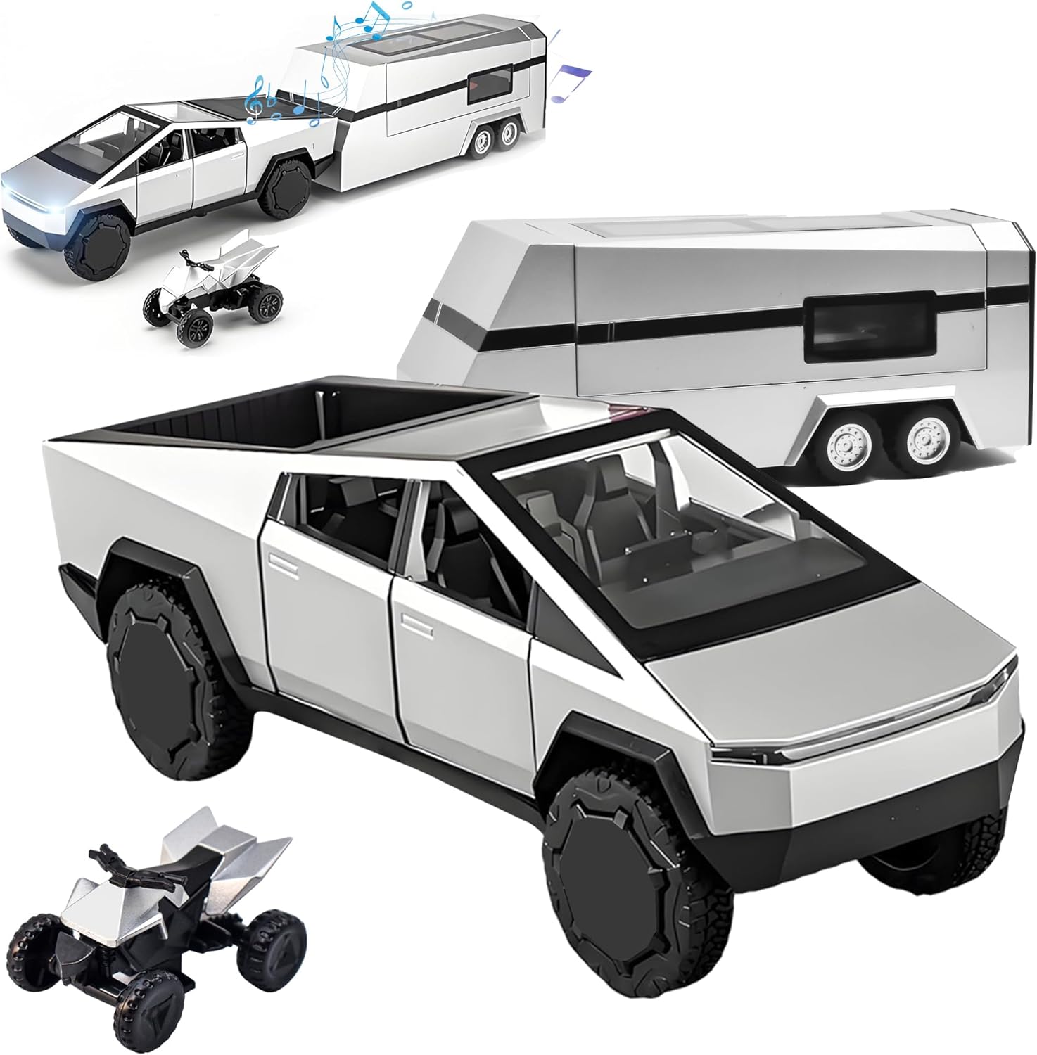 Mroace 1/32 Diecast Pickup and RV Trailer Set