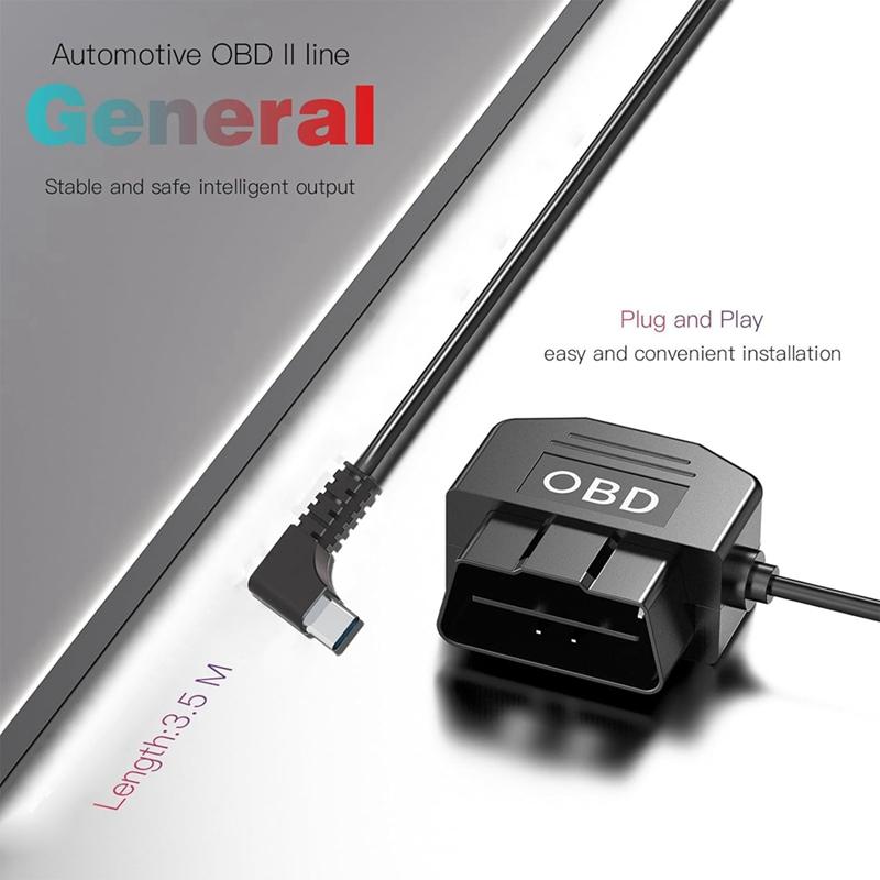 Mroace 24V-to-5V Low-Voltage Protection Dashcam OBD Hardwire Kit
