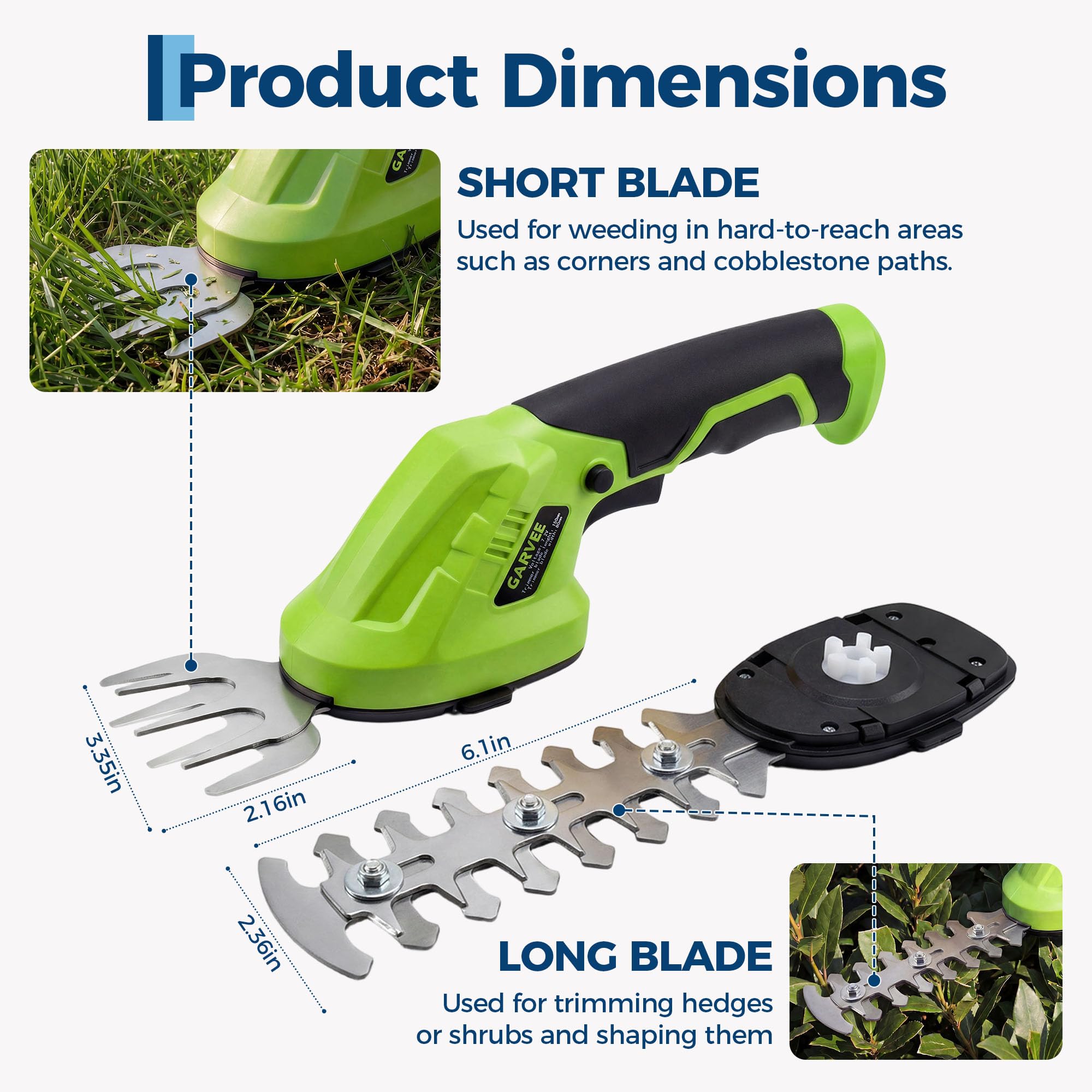 Mroace 7.2V Brushless 2-in-1 Cordless Hedge Trimmer & Grass Shear