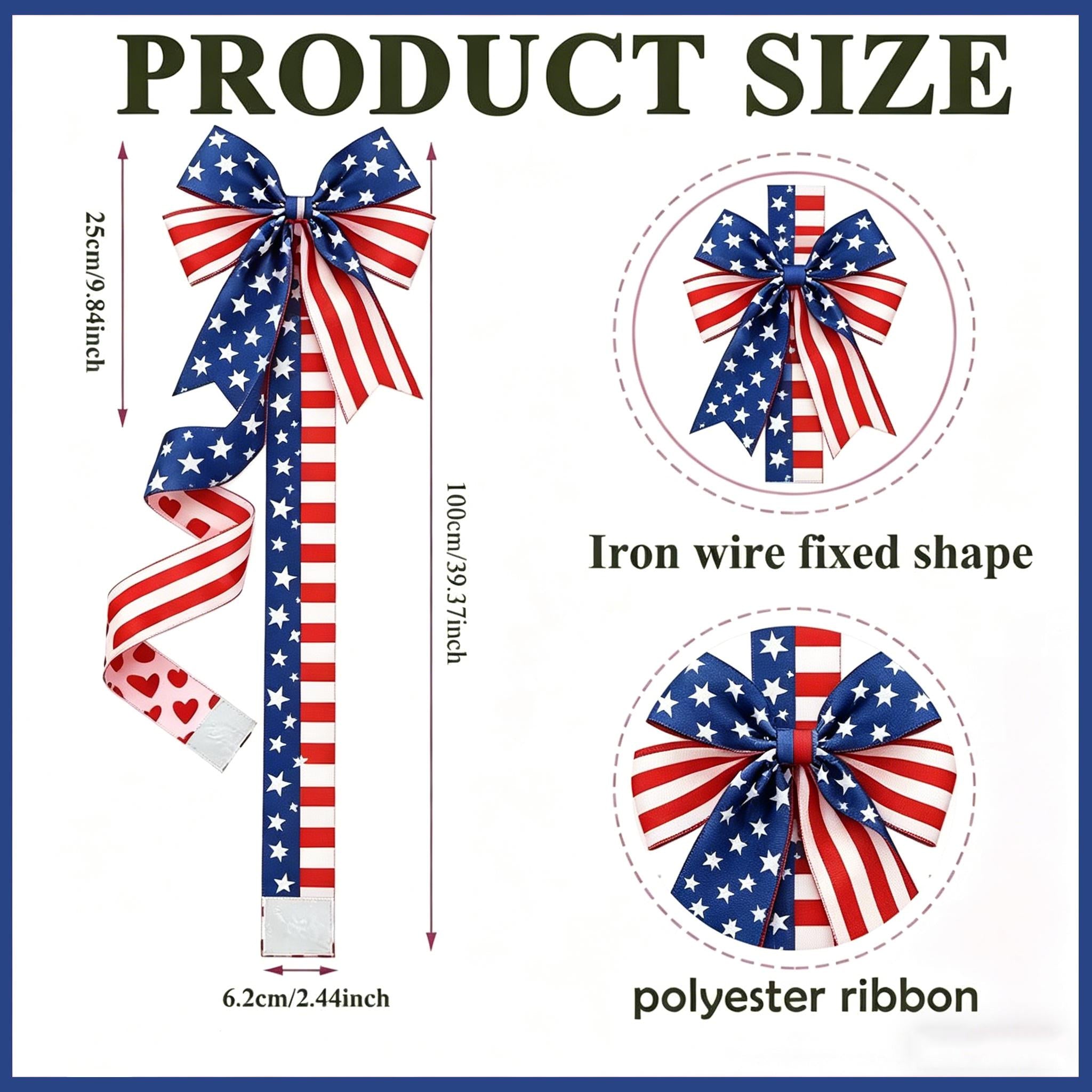 Mroace 79-Inch Red White Blue Independence Day Cabinet Fringe Bow