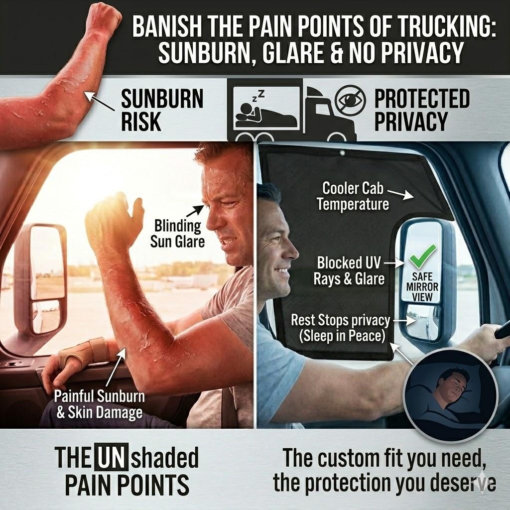 Mroace 2-Pack UV-Protection Semi-Truck Side Window Sun Shades