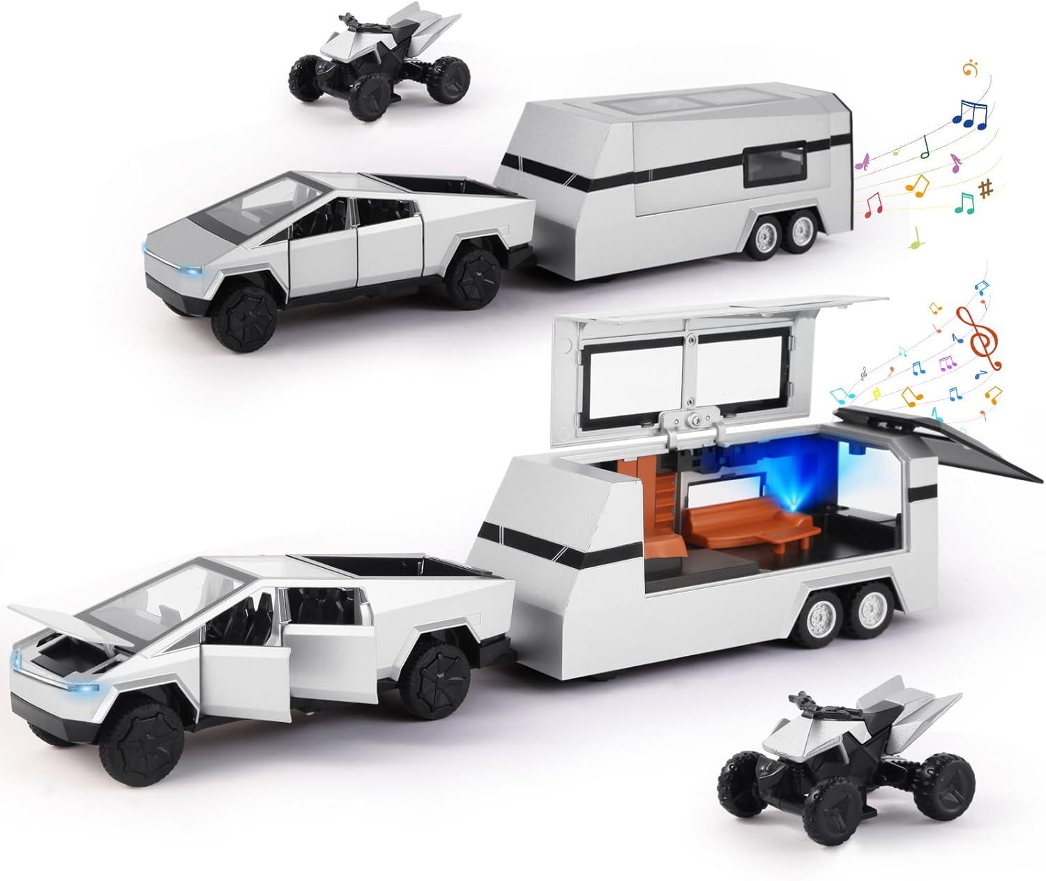 Mroace 1/32 Diecast Pickup and RV Trailer Set