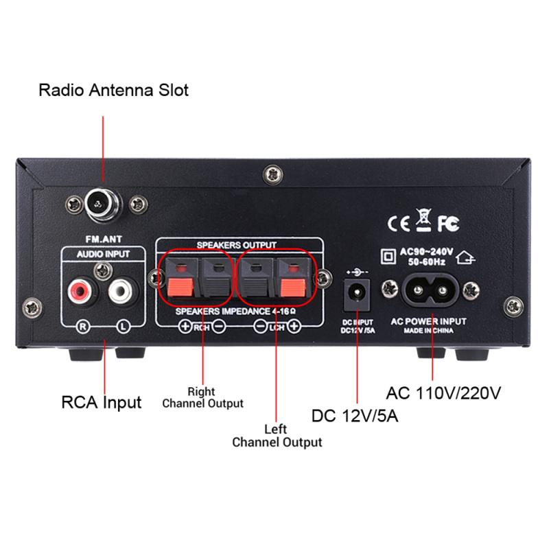 Mroace 400W Bluetooth 5.0 HiFi 2.0-Channel Stereo Amplifier