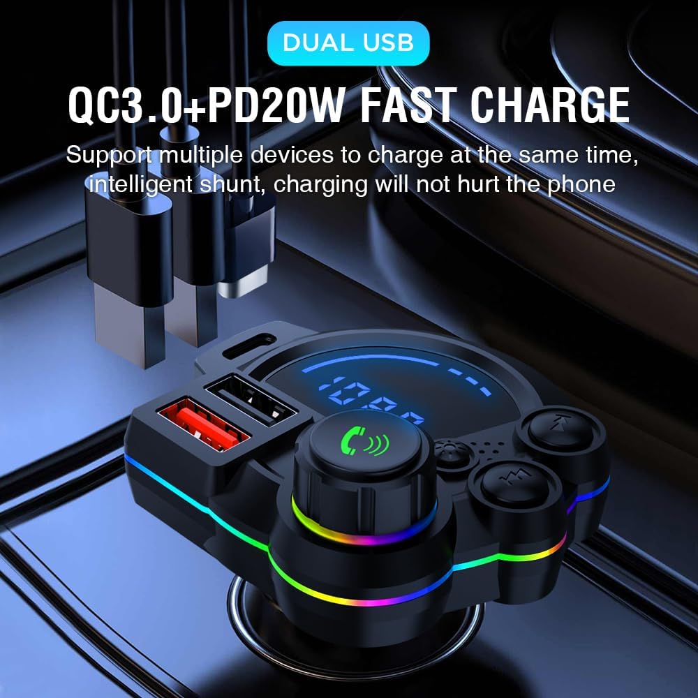 Mroace PD20W QC3.0 Hands-Free Bluetooth 5.3 FM Transmitter
