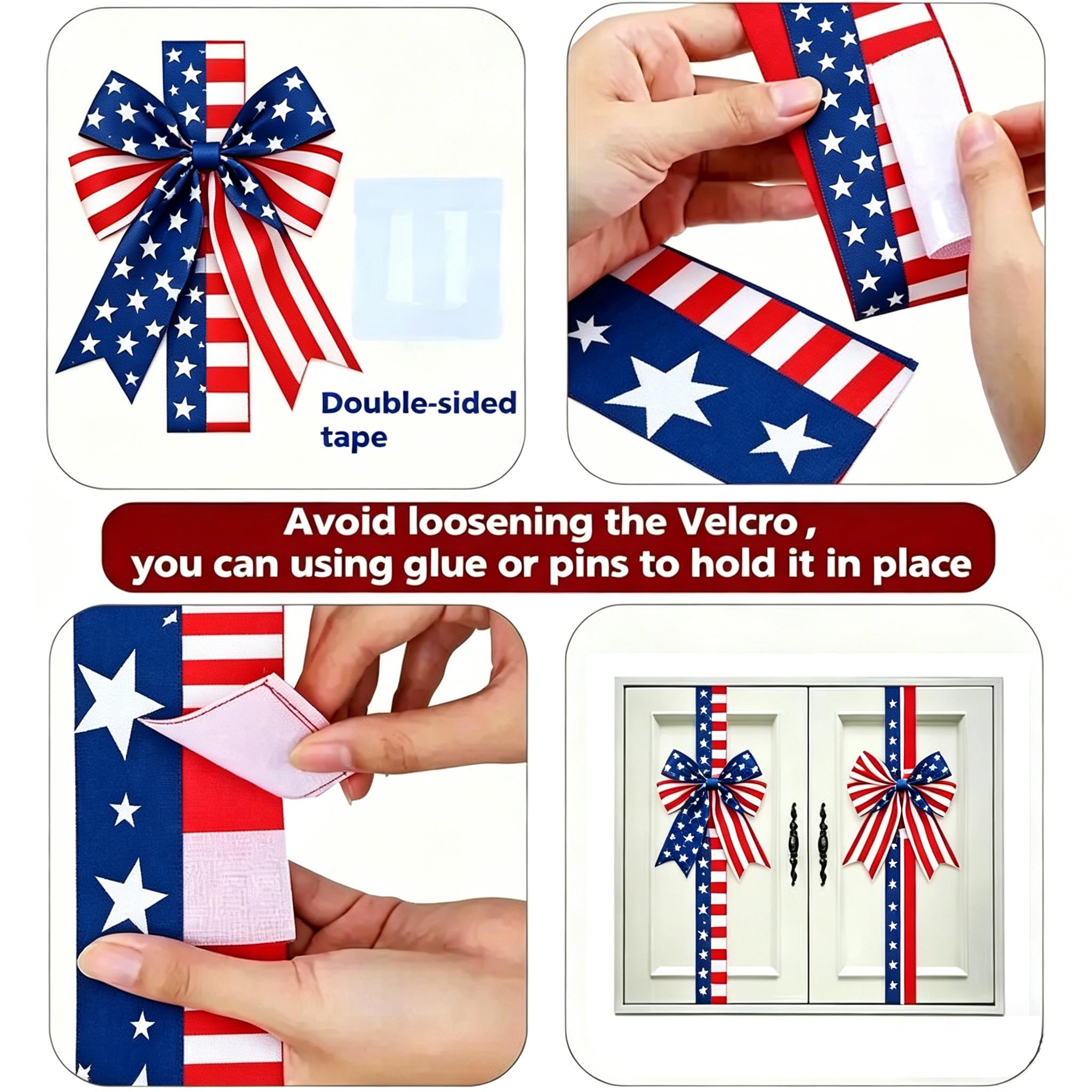 Mroace 79-Inch Red White Blue Independence Day Cabinet Fringe Bow