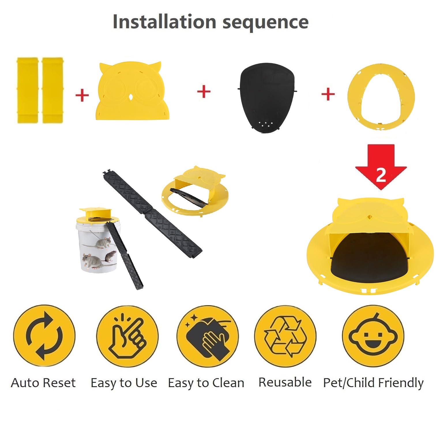 Mroace Auto Reset Bucket Mouse Trap