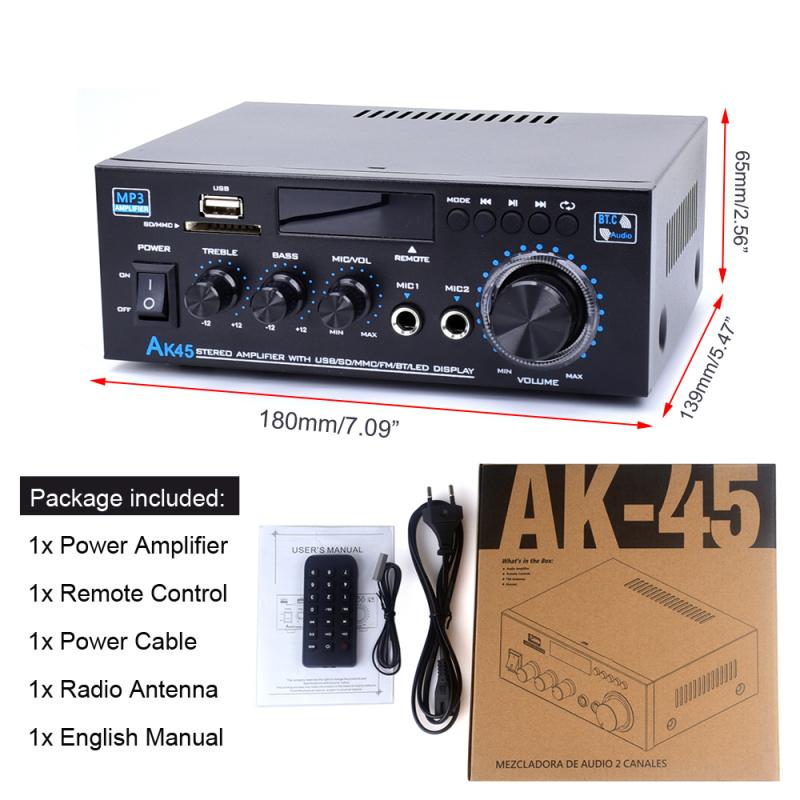 Mroace 400W Bluetooth 5.0 HiFi 2.0-Channel Stereo Amplifier
