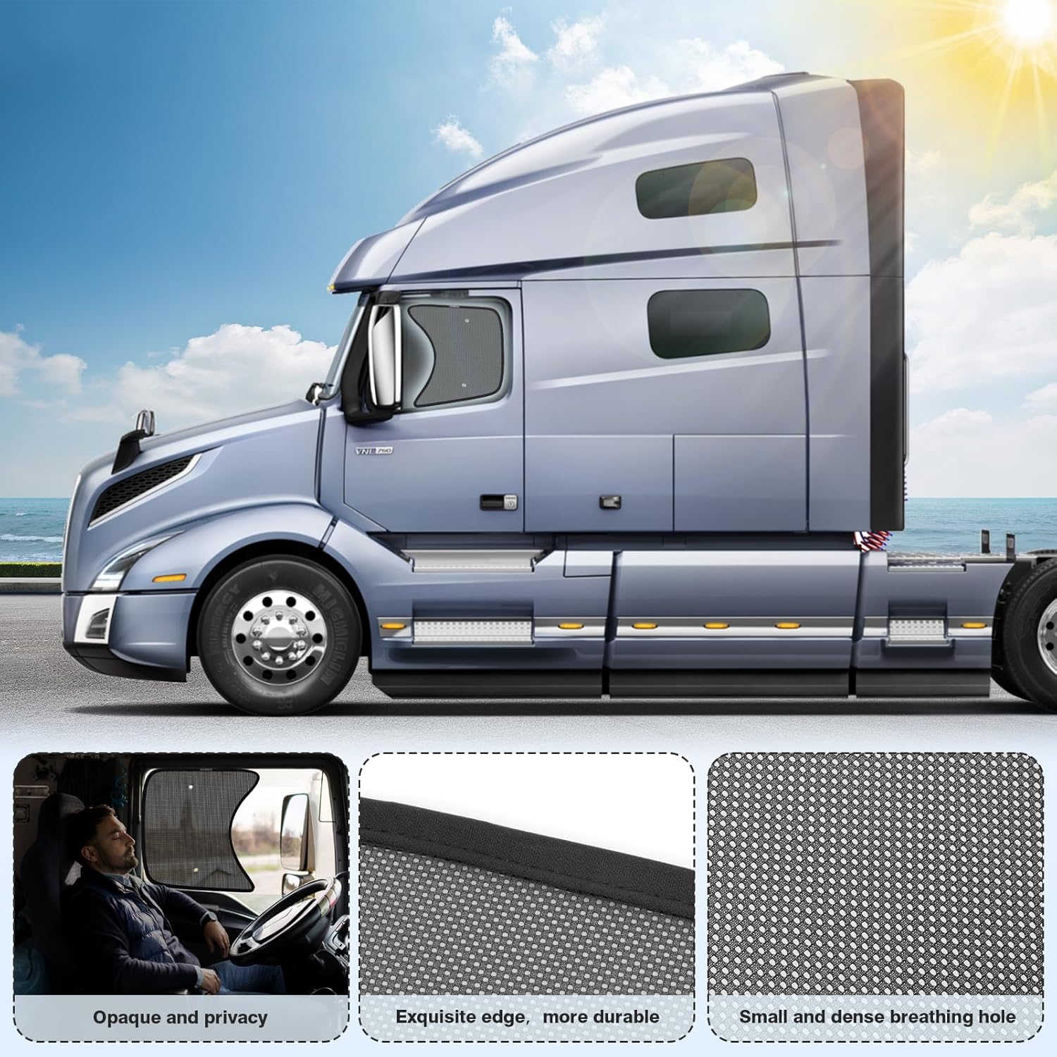 Mroace 2-Pack UV-Protection Semi-Truck Side Window Sun Shades