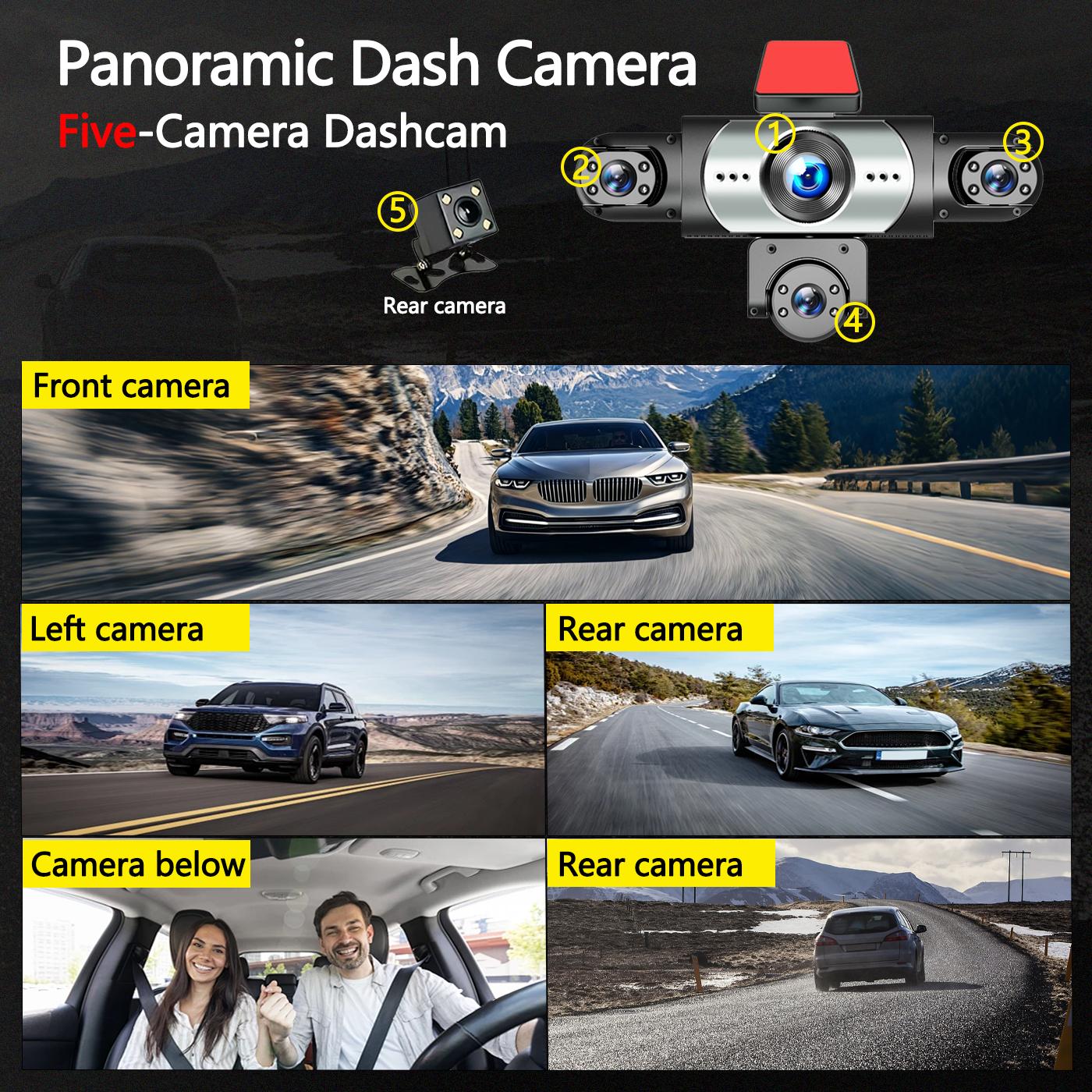 Mroace 5-Channel 1080P Full HD Car Dash Cam