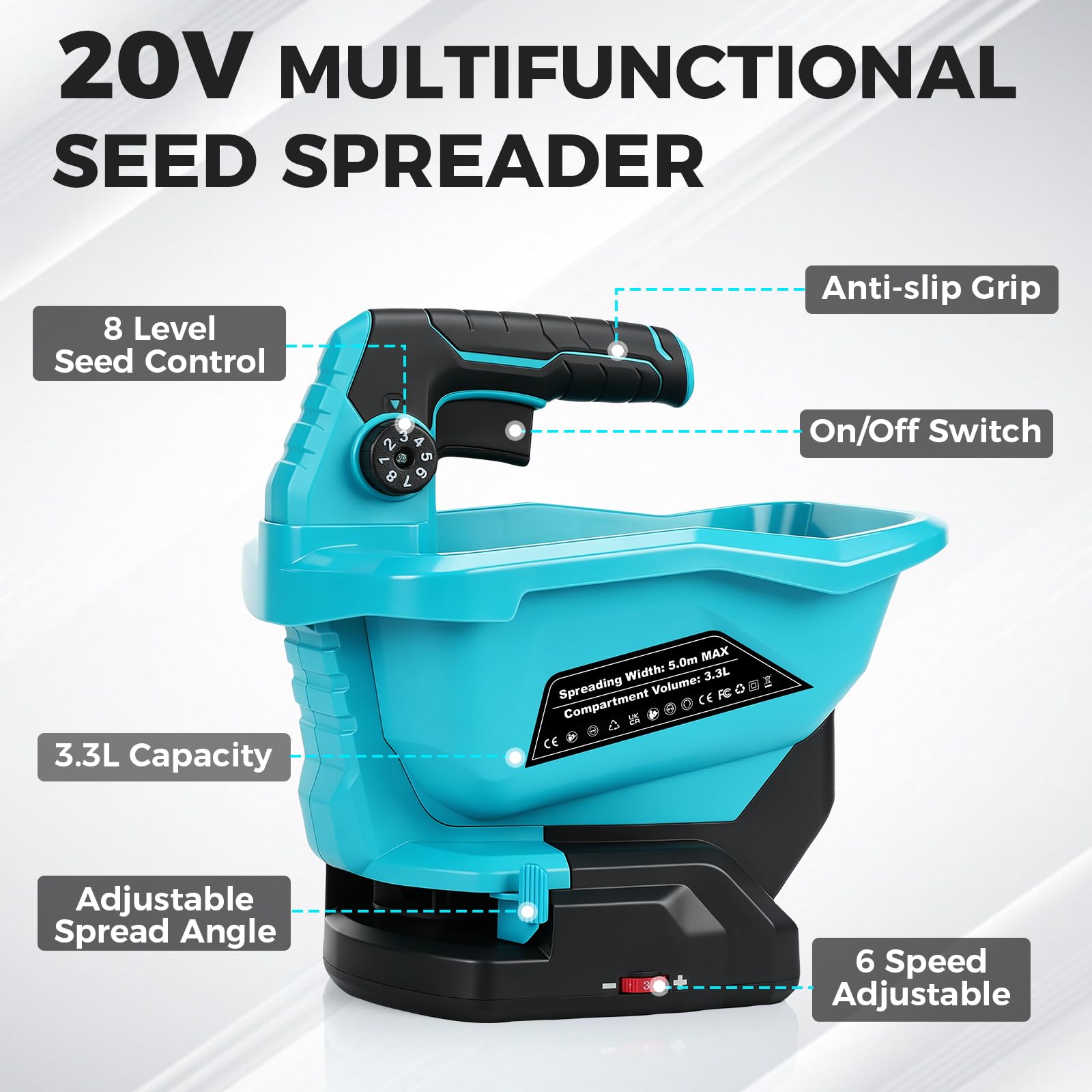 Mroace Cordless Electric Seed And Fertilizer Spreader