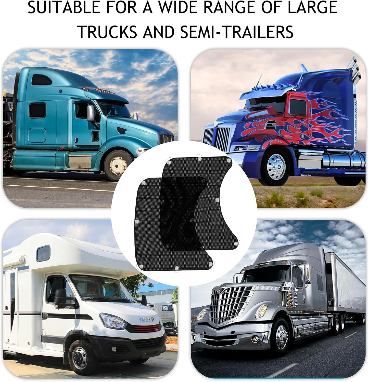 Mroace 2-Pack UV-Protection Semi-Truck Side Window Sun Shades