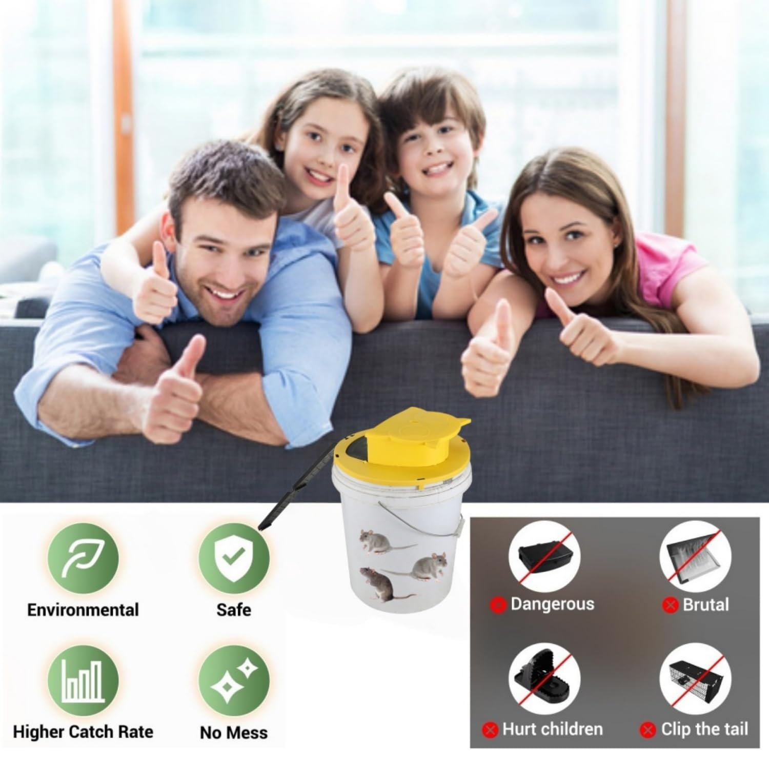 Mroace Auto Reset Bucket Mouse Trap
