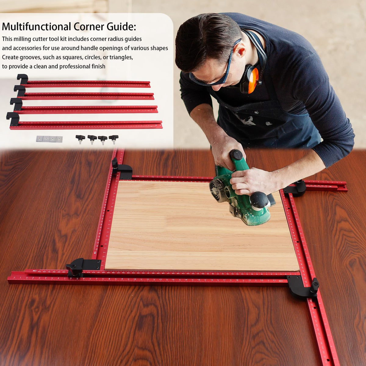 Mroace 23.6-Inch Adjustable Square Router Jig for Precision Grooves