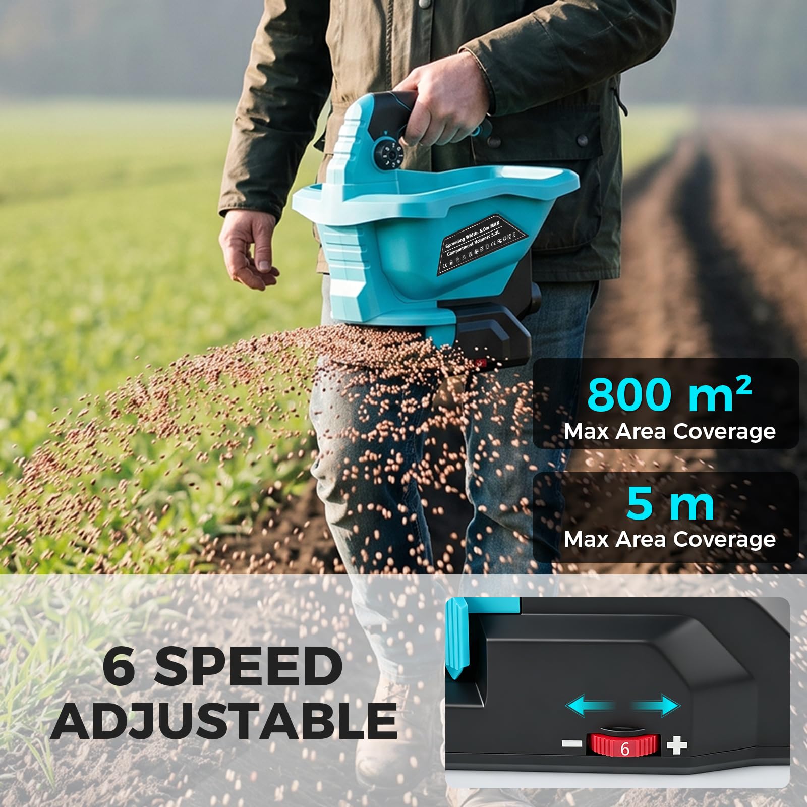 Mroace Cordless Electric Seed And Fertilizer Spreader