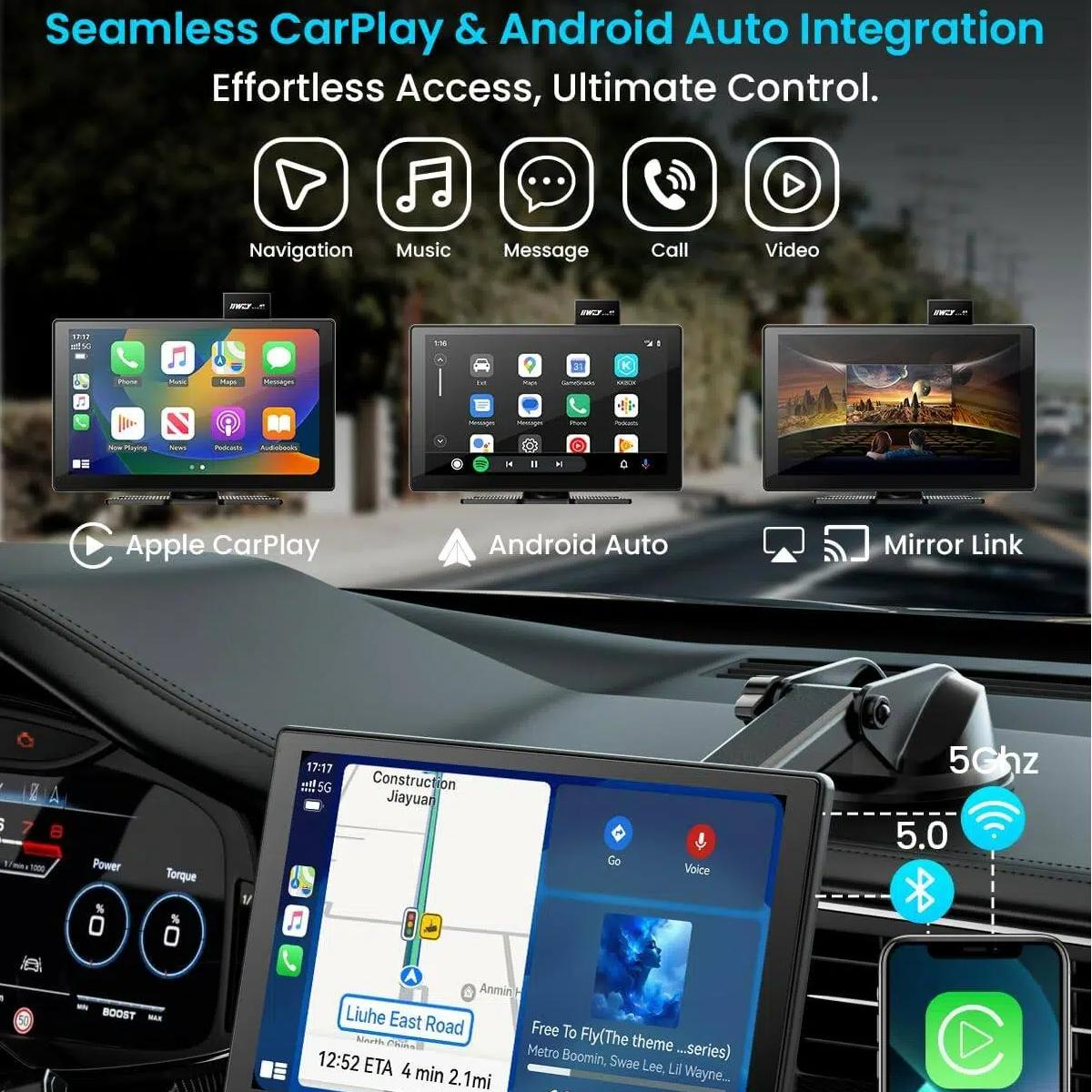 Mroace 9-Inch Wireless 1080P Backup Camera CarPlay Car Stereo