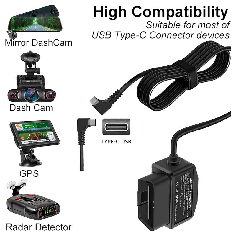 Mroace 24V-to-5V Low-Voltage Protection Dashcam OBD Hardwire Kit
