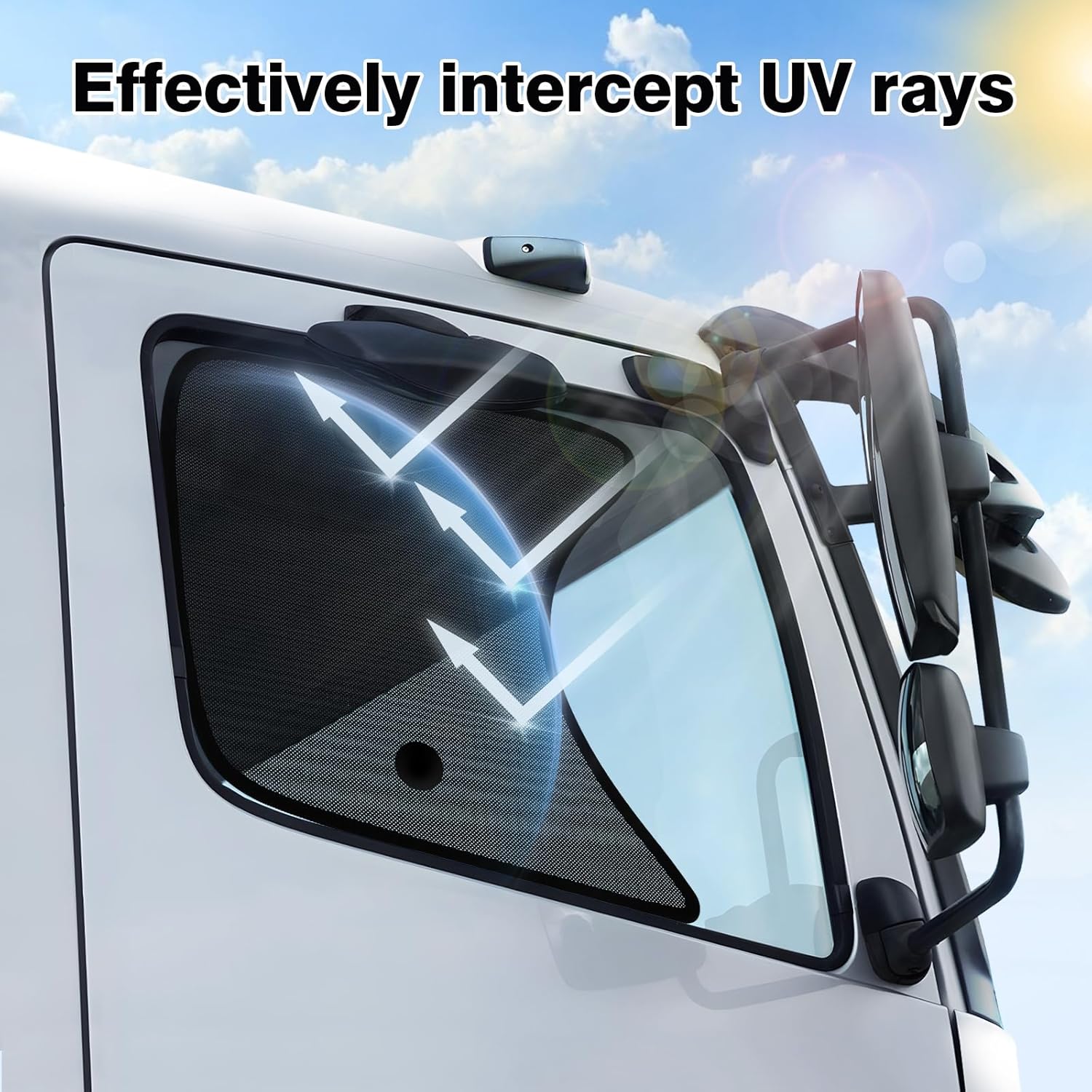 Mroace 2-Pack UV-Protection Semi-Truck Side Window Sun Shades