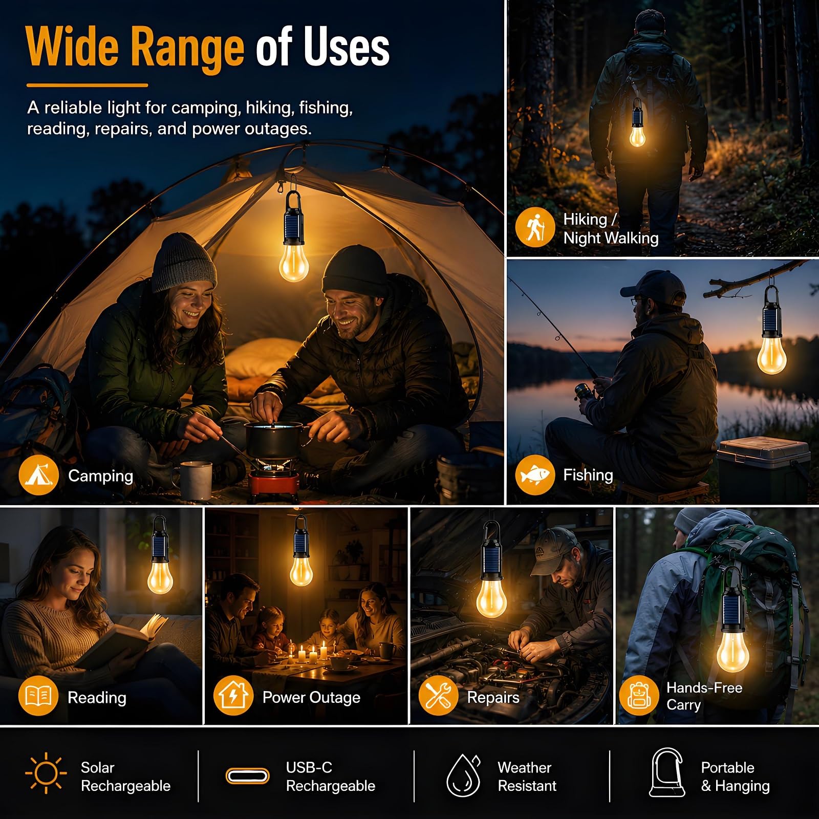 Mroace Solar Rechargeable LED Camping Lanterns